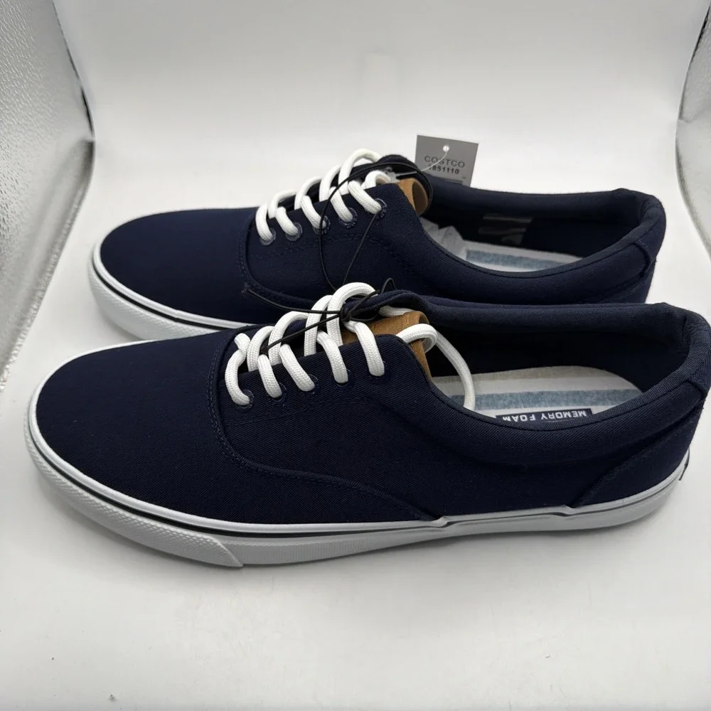 Izod Men's Rangley Lace Up Navy Blue Canvas Shoes Size 8.5. New